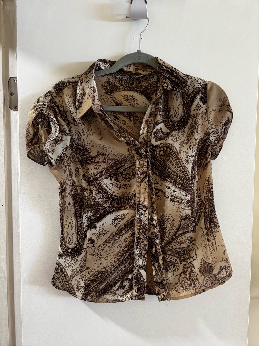 Paisley Short-Sleeve Blouse - Y2K